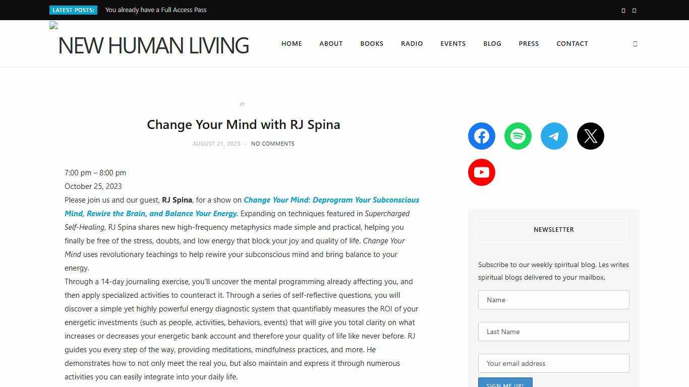 Change Your Mind with RJ Spina » October 25, 2023